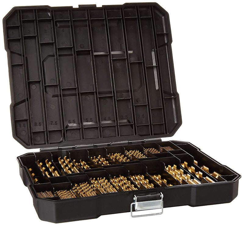 PLATINUMEDGE Metric 230 Pieces Titanium Twist Drill Bit Set, 135 Tip High Speed Steel, Size from 1mm up to 10mm, Ideal Drilling in Wood/Cast Iron/Aluminum Alloy/Plastic/Fiberglass, with Hard Storage - Image 1